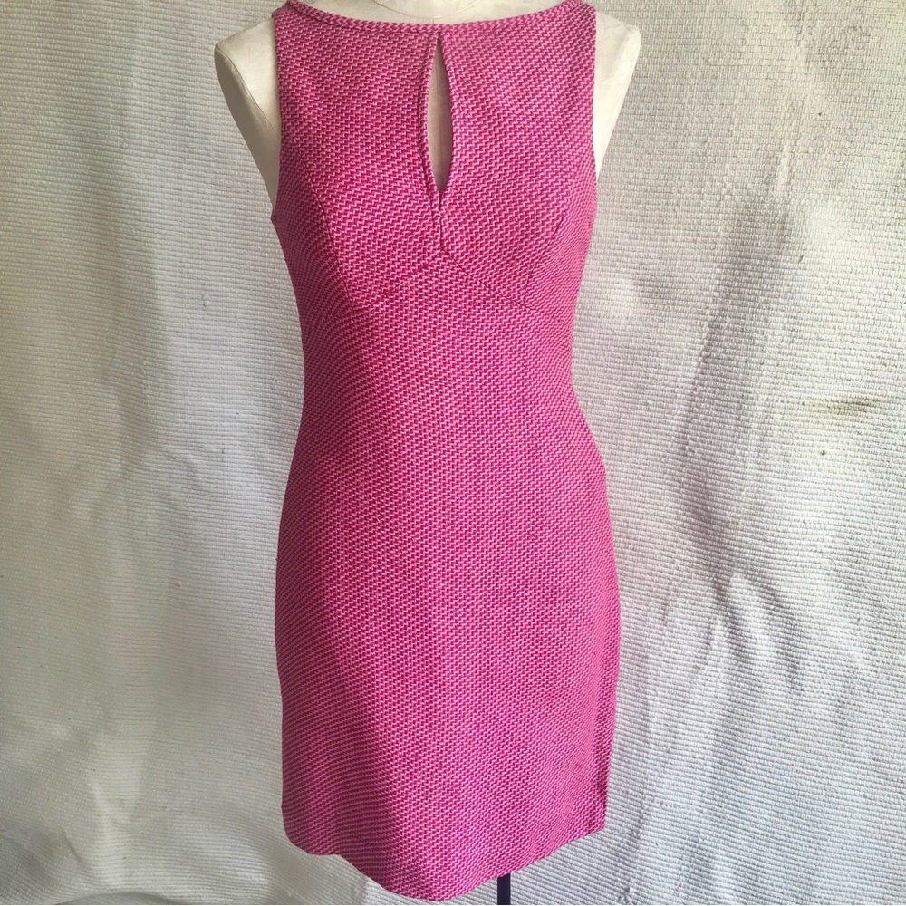 Vintage 90s S/M Barbie Dress Tailored 100% Silk Tweed Pink